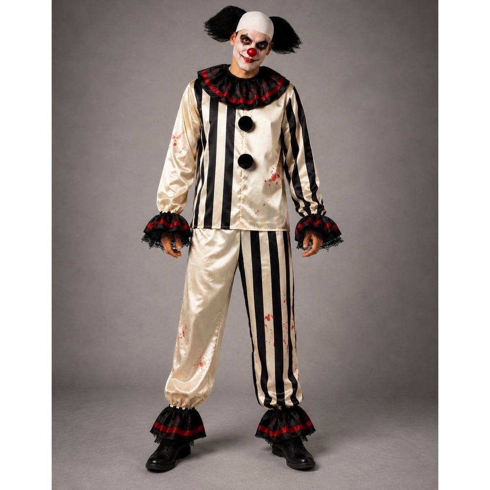 Freakshow Clown Suit Costume Mens Standard Striped Halloween Cosplay Outfit
